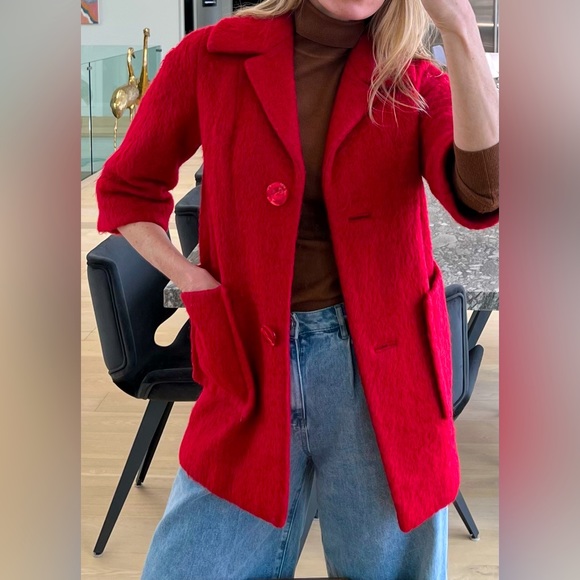 Red wool pea coat - Picture 2 of 5